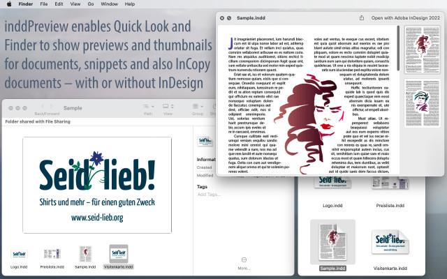 Screenshot: Finder with inddPreview (with or without InDesign)